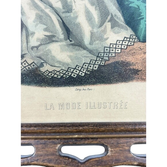 Antique VTG La Mode Illustree Paris French Fashion Framed Art Print Lot‎ of 2 - Picture 7 of 9